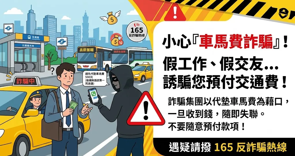 車馬費詐騙全解析：見面前要車馬費，99% 是詐騙——話術、變形手法與自保 SOP